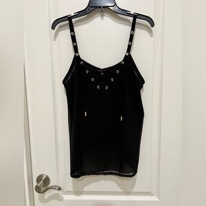 Guess strappy V neck tank top, size L.